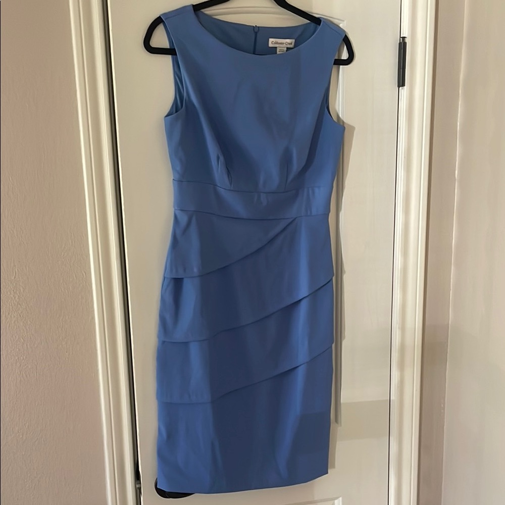 Coldwater Creek Blue Tiered Sheath Midi Dress